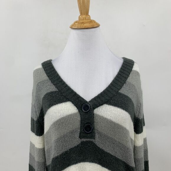 Talbots Soft Striped V Neck Sweater Womens M Medium Slouchy Acrylic Pullover - Picture 4 of 11